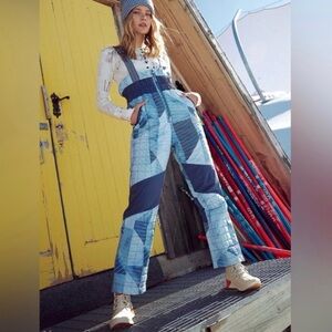 Free People Movement Printed All Prepped Bib
Overalls Indigo Patch Combo Small